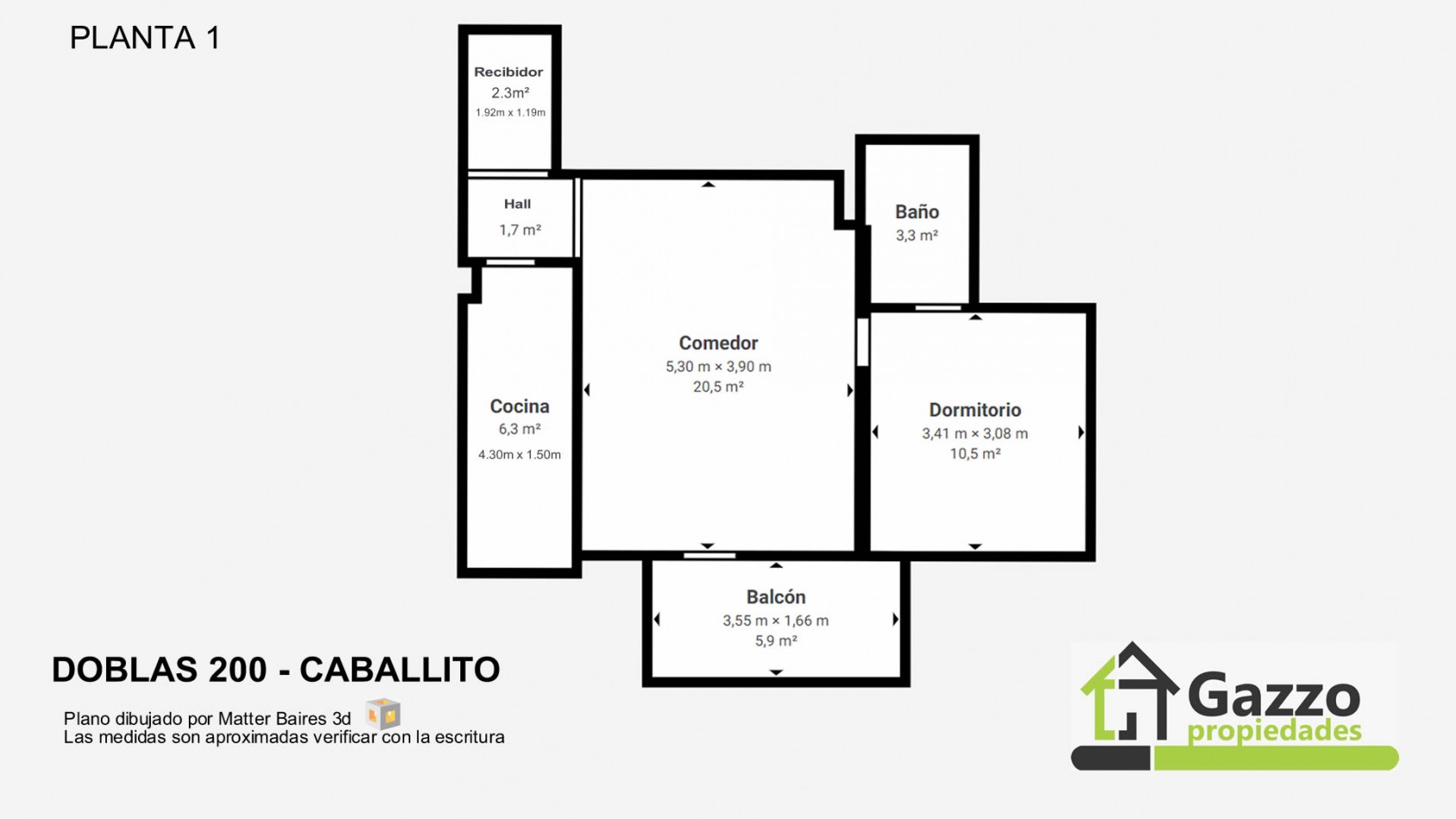 Departamento de 2 ambientes + bano en suite + cocina separada