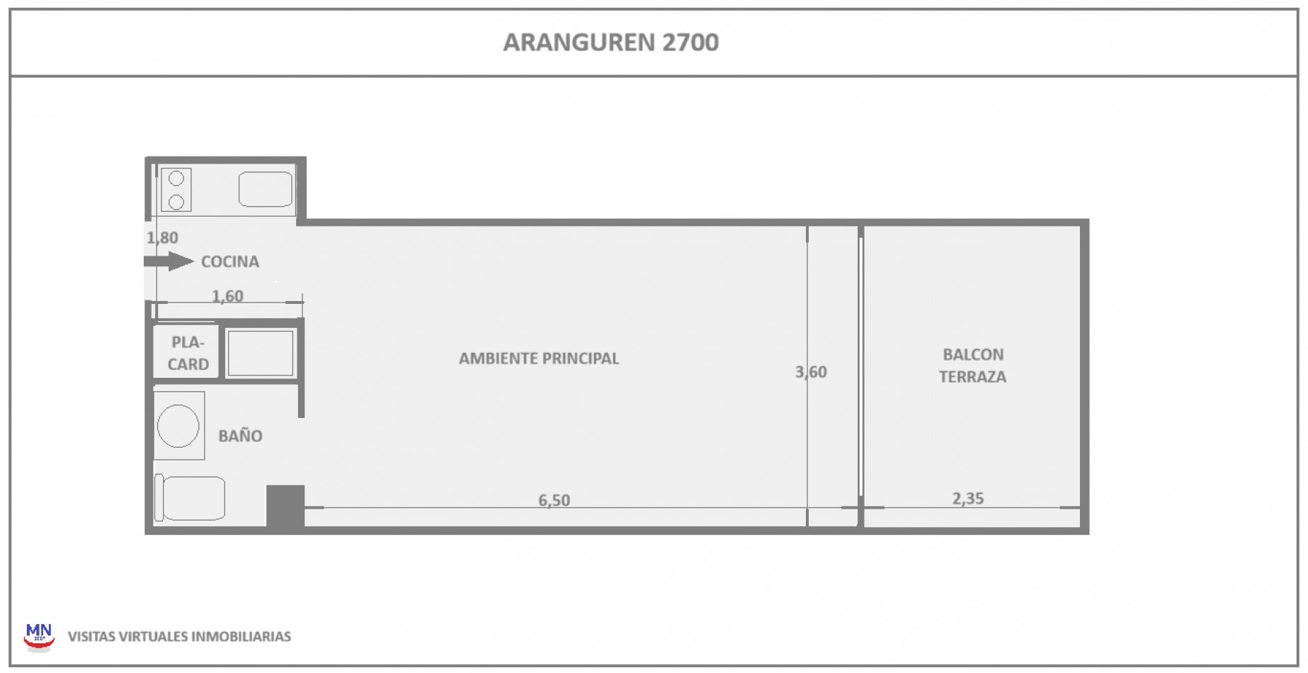 Excelente monoambiente + Amplia terraza